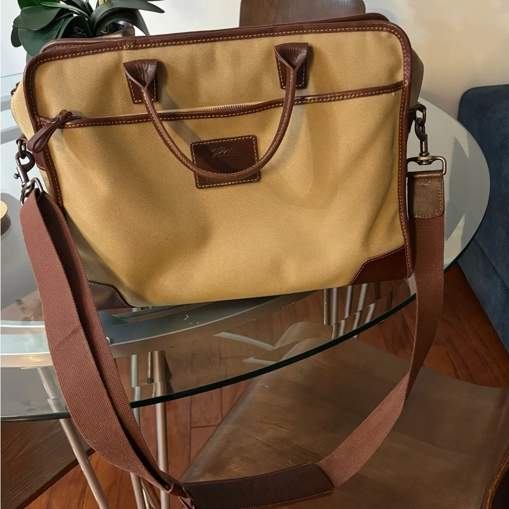 💯 Long Champ Tan and Brown Men's/Women’s Briefcases or Laptop Bag
